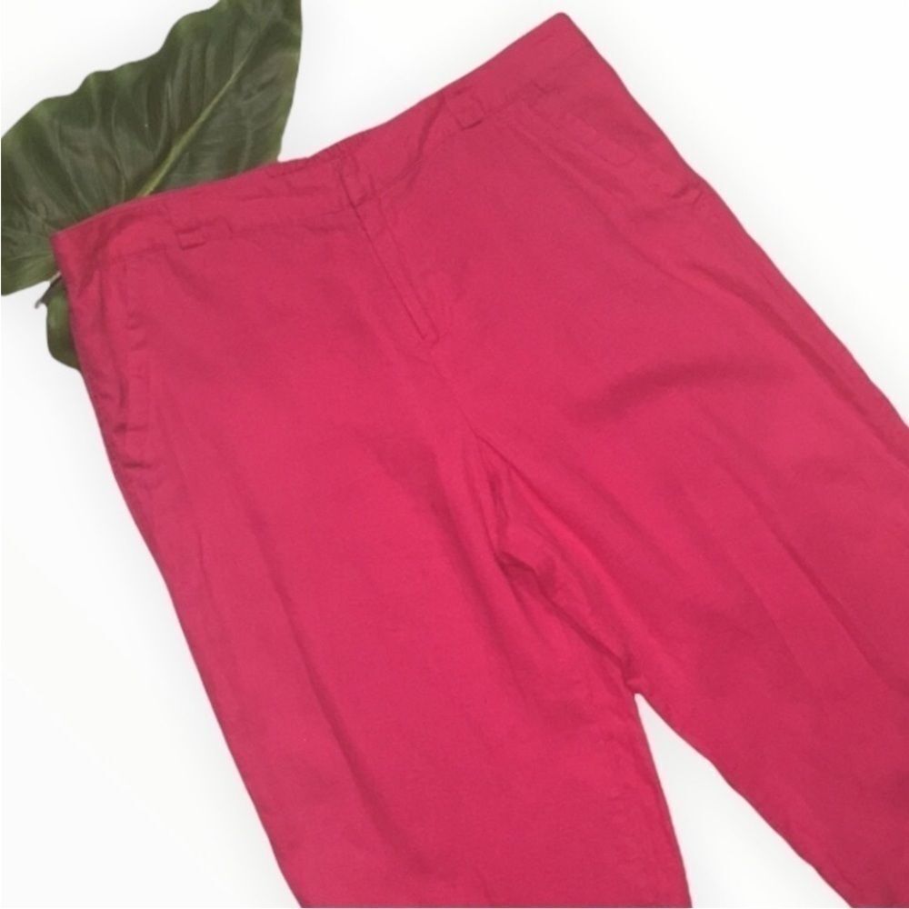 Kim Rogers Hot Pink pants 100% linen ankle pant large petite Women’s